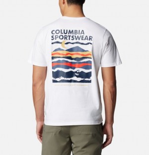 Columbia Explorers Canyon™ Back Graphic Men T Shirts White | 98616942