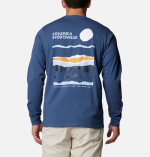 Columbia Explorers Canyon™ Long Sleeve Men T Shirts Navy | 67581982