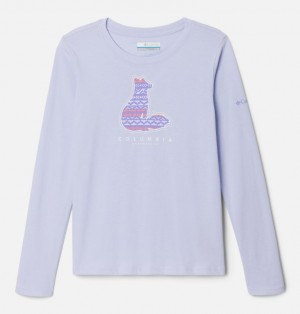 Columbia Hazeldel Hill™ Long Sleeve Graphic Girls's T Shirts Lavender | 32540084