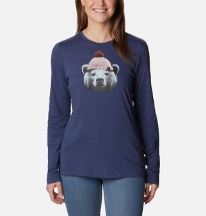 Columbia Hidden Haven™ LS Women T Shirts Navy | 77798704