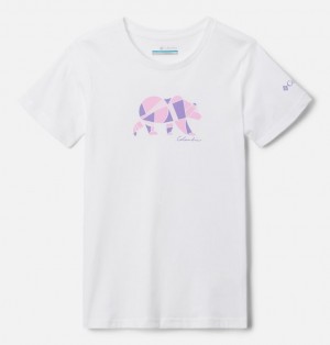 Columbia Mission Lake™ Graphic Casual Cotton Girls's T Shirts White | 16061756